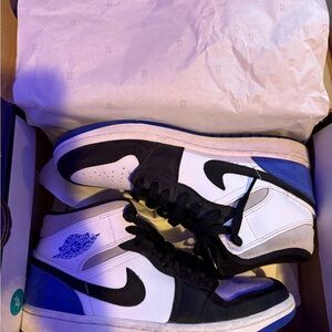 Men's Black and Blue Jordans